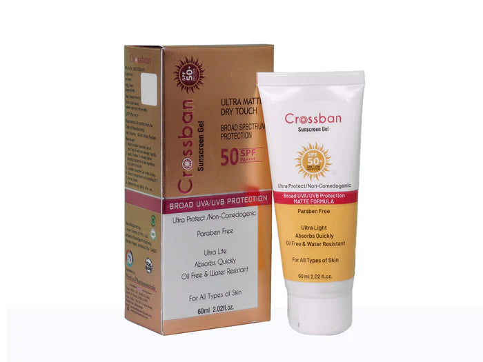 Crossban Ultra Matte Dry Touch Sunscreen Gel SPF 50+ PA++++, 60ml.