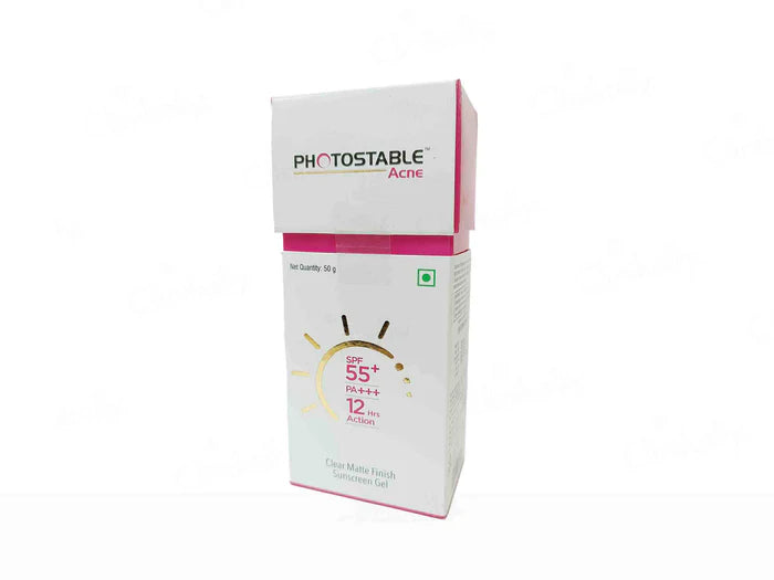 Photostable Acne Sunscreen Gel SPF 55+ PA+++, 50gm.