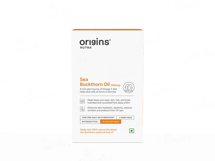 Origins Nutra Sea Buckthorn Oil 500mg Nutraceutical Veg Softgel Capsule, 28capsules.