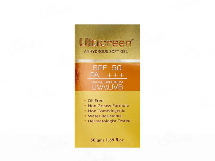 Ulticreen Anhydrous Soft Gel Sunscreen SPF 50 PA +++, 50gm.